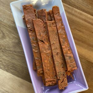 Nature Strip dog treats on a decorative tray